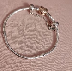 Rose/Silver Charm Bracelet